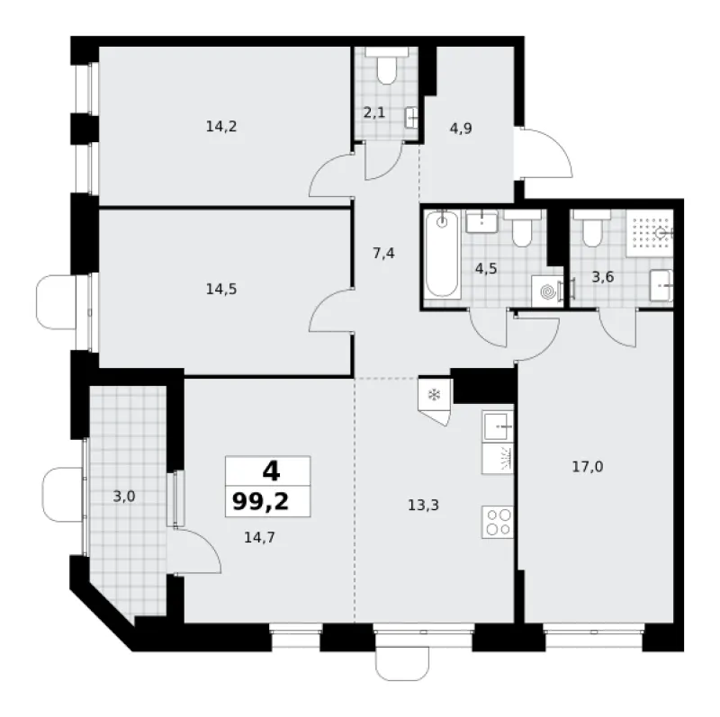 4-комн. 99.2 м²