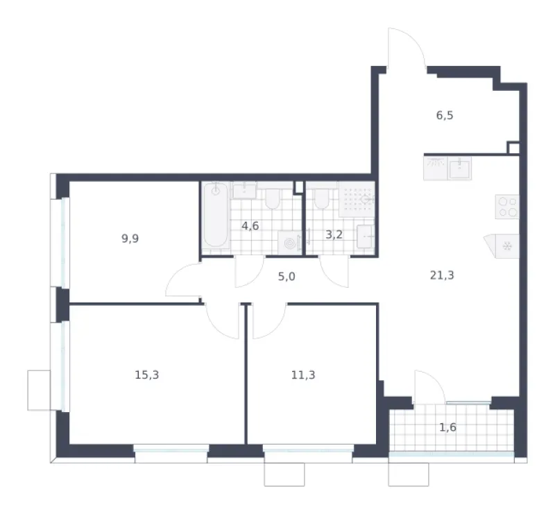 3-комн. 78.7 м²