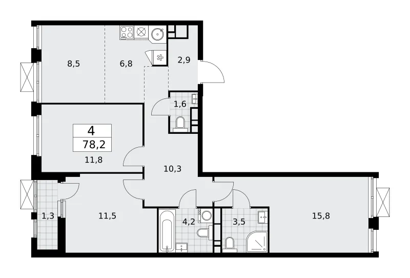 4-комн. 78.2 м²