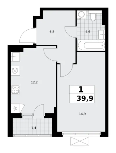 39,7 м² — планировка