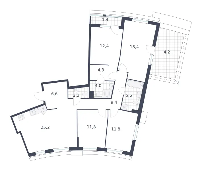 4-комн. 117.4 м²