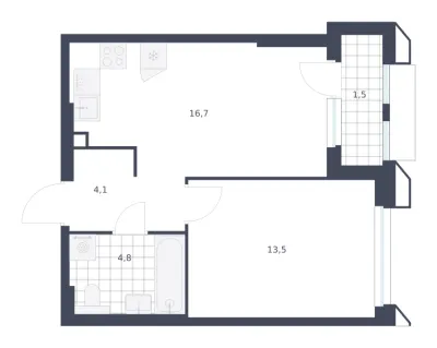 40,6 м² — планировка