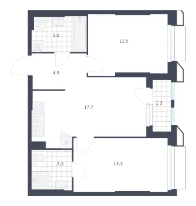 58,6 м² — планировка