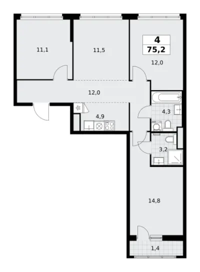 75,2 м² — планировка
