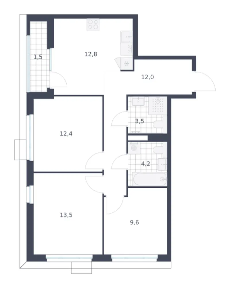 3-комн. 69.5 м²