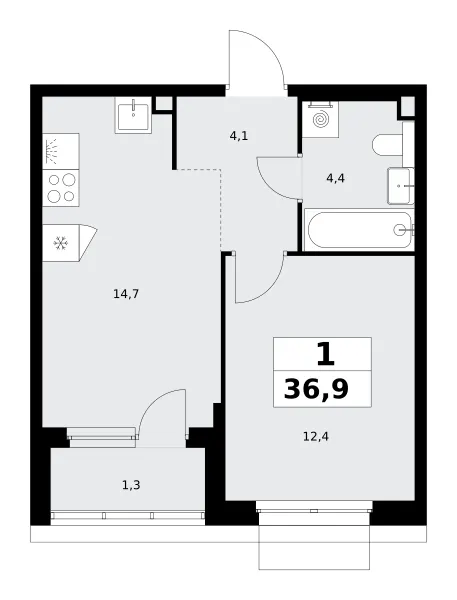 1-комн. 36.9 м²