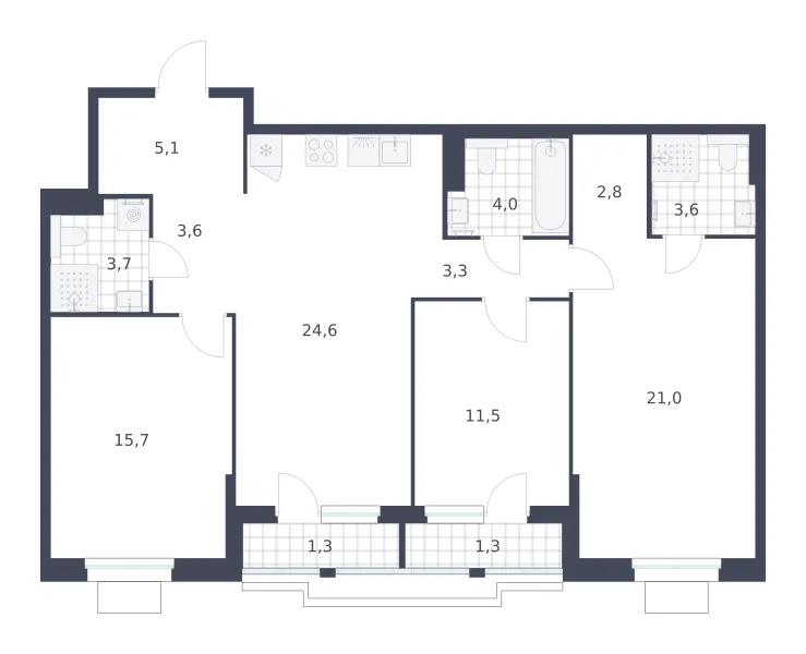 3-комн. 101.5 м²
