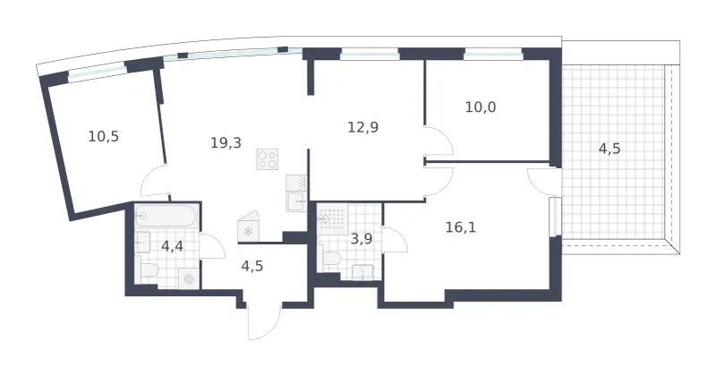 4-комн. 86.1 м²