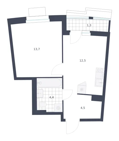 1-комн. 36.4 м²