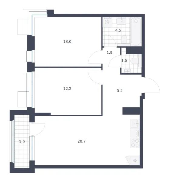 2-комн. 60,4 м²