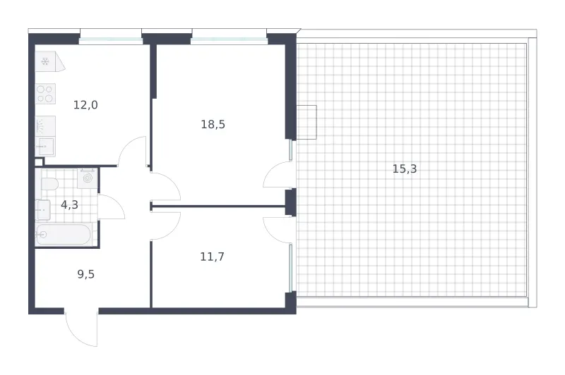 2-комн. 71.3 м²