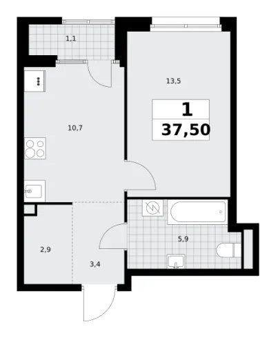 37,6 м² — планировка