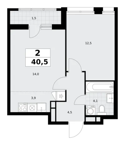 40,5 м² — планировка