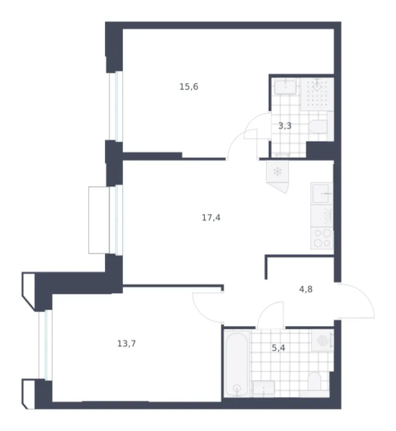 2-комн. 60.2 м²