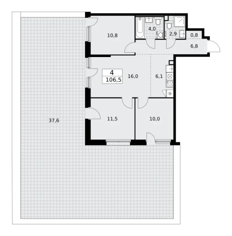 4-комн. 106.5 м²