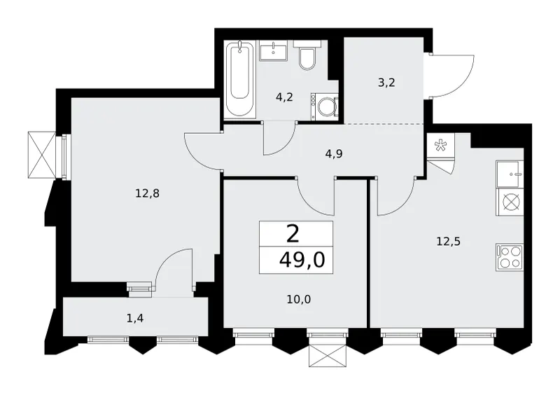 2-комн. 49 м²