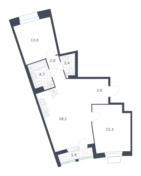 2-комн. 71.6 м²