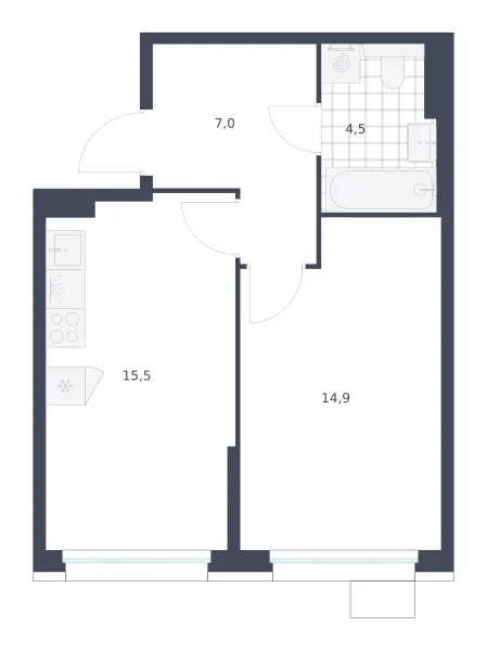 1-комн. 41.9 м²