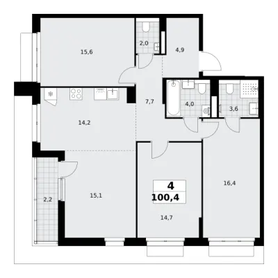 100,4 м² — планировка
