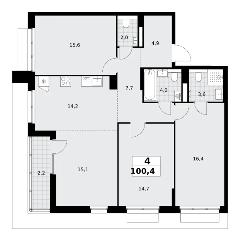 4-комн. 100.4 м²