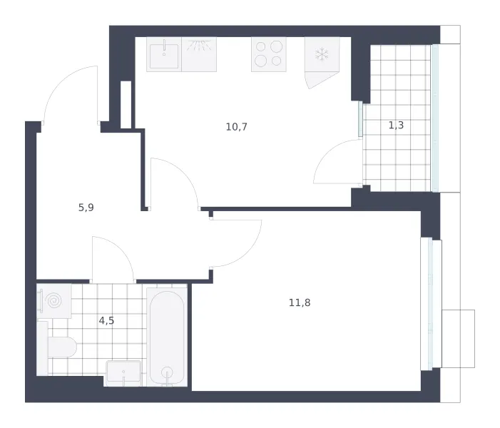 1-комн. 34.2 м²