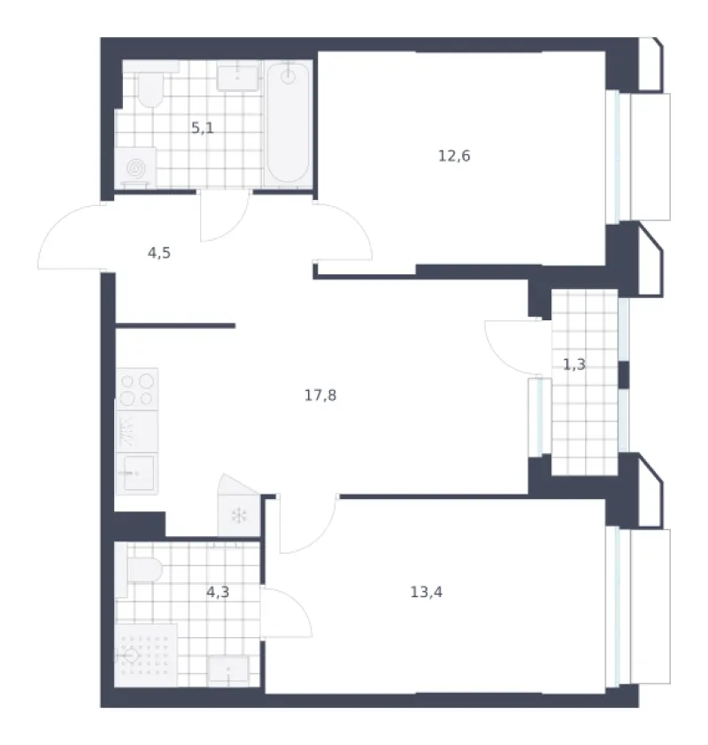 2-комн. 59 м²
