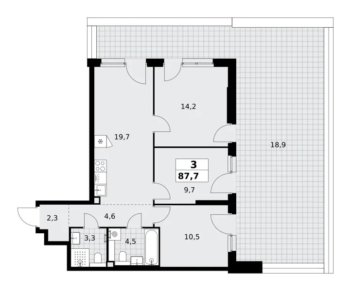 3-комн. 87.7 м²
