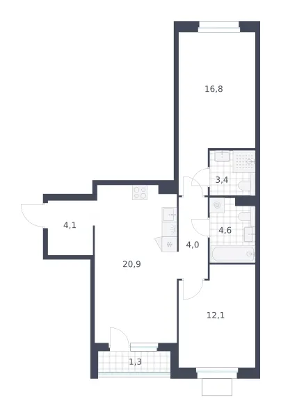 2-комн. 67.2 м²