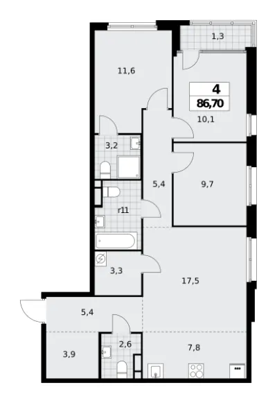 87 м² — планировка