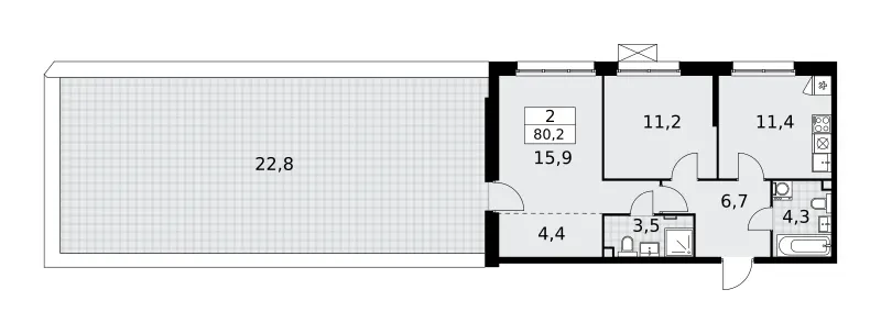 2-комн. 80.2 м²
