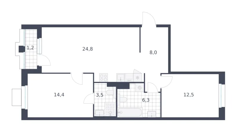 2-комн. 70.7 м²