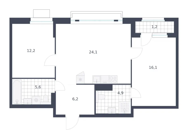 2-комн. 70.3 м²