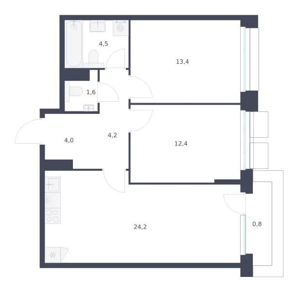 2-комн. 65.1 м²