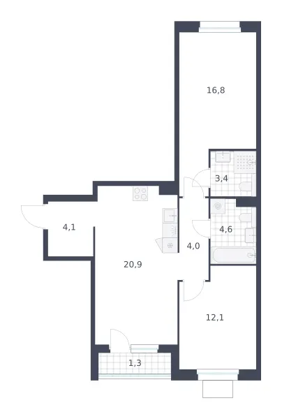 2-комн. 67.2 м²