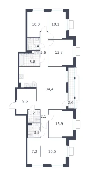 5-комн. 141.6 м²