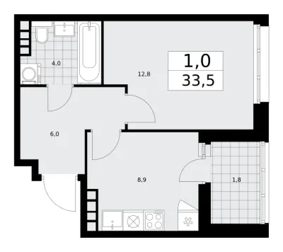 33,5 м² — планировка