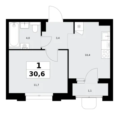 30,6 м² — планировка