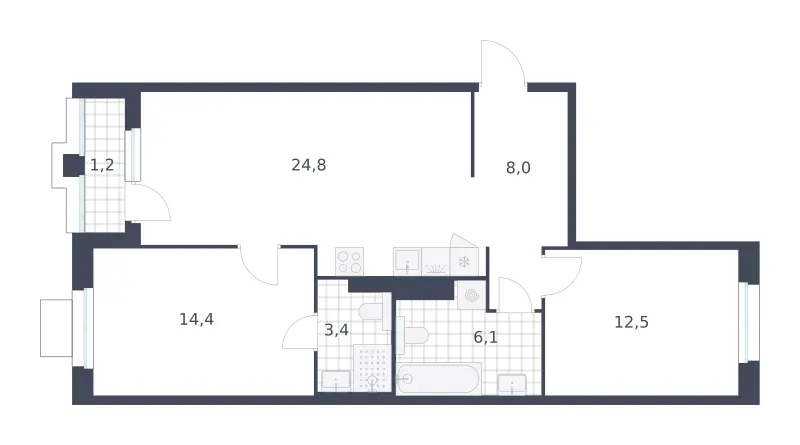 2-комн. 70.4 м²