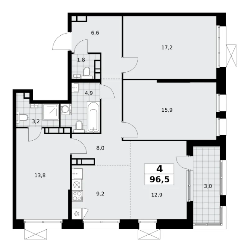4-комн. 96.2 м²