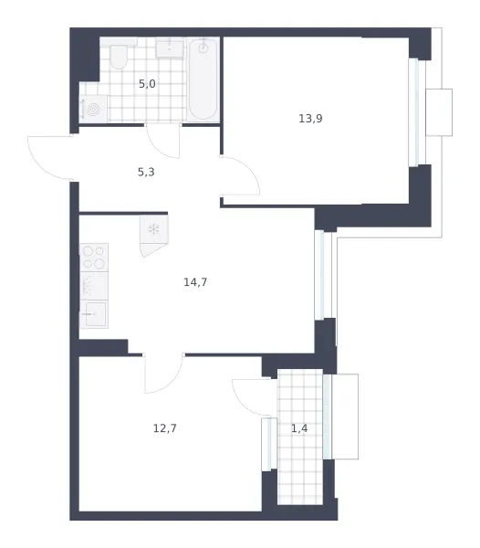 2-комн. 53 м²