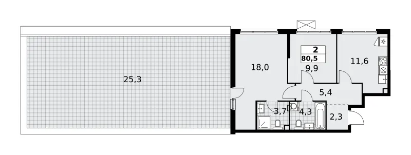2-комн. 80.5 м²