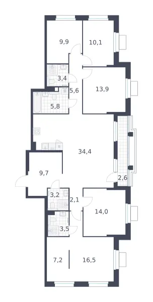 5-комн. 141.9 м²