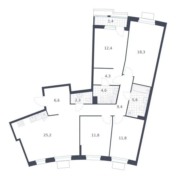 4-комн. 113.1 м²