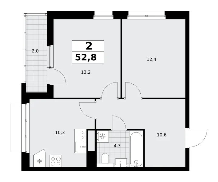 2-комн. 52.8 м²