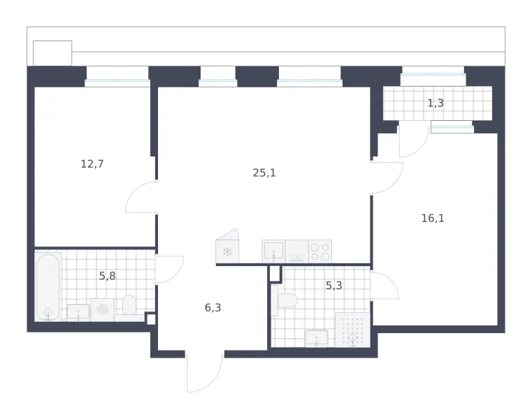2-комн. 72.6 м²