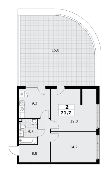 2-комн. 71.7 м²