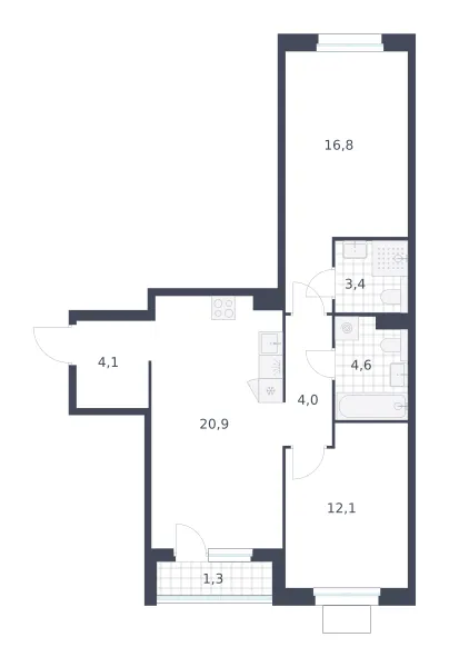 2-комн. 67.2 м²