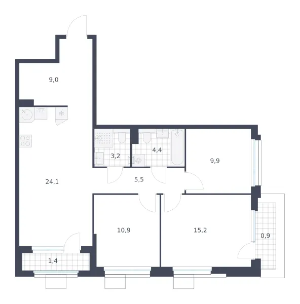 3-комн. 84.5 м²