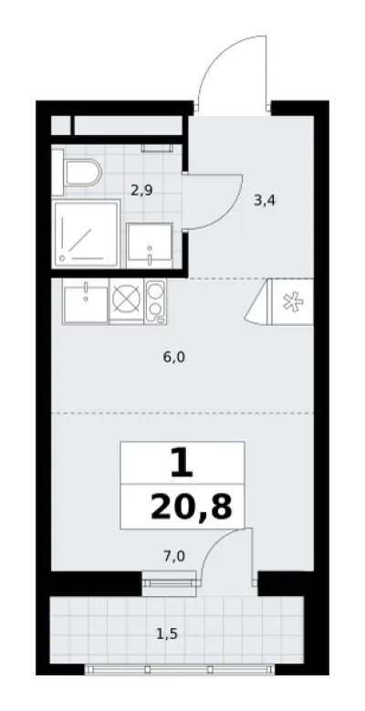 20,8 м² — планировка