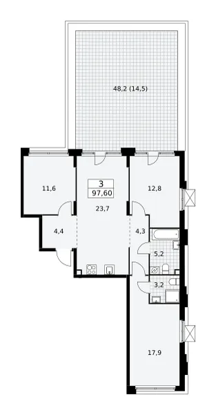 3-комн. 97.8 м²
